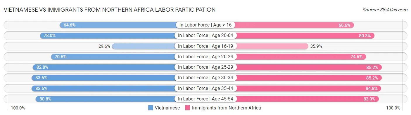 Vietnamese vs Immigrants from Northern Africa Labor Participation