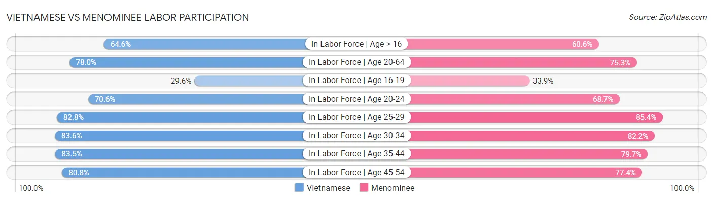 Vietnamese vs Menominee Labor Participation