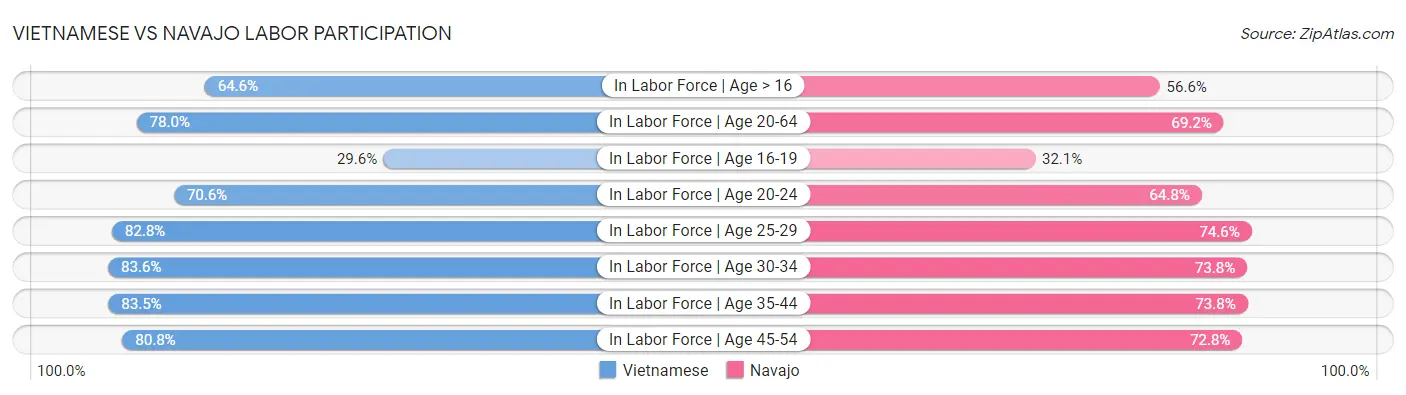 Vietnamese vs Navajo Labor Participation