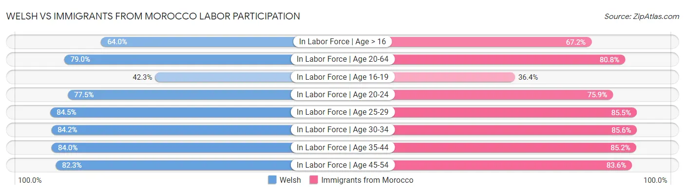Welsh vs Immigrants from Morocco Labor Participation