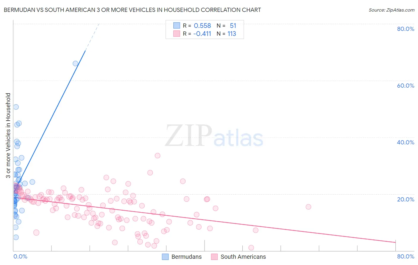 Bermudan vs South American 3 or more Vehicles in Household