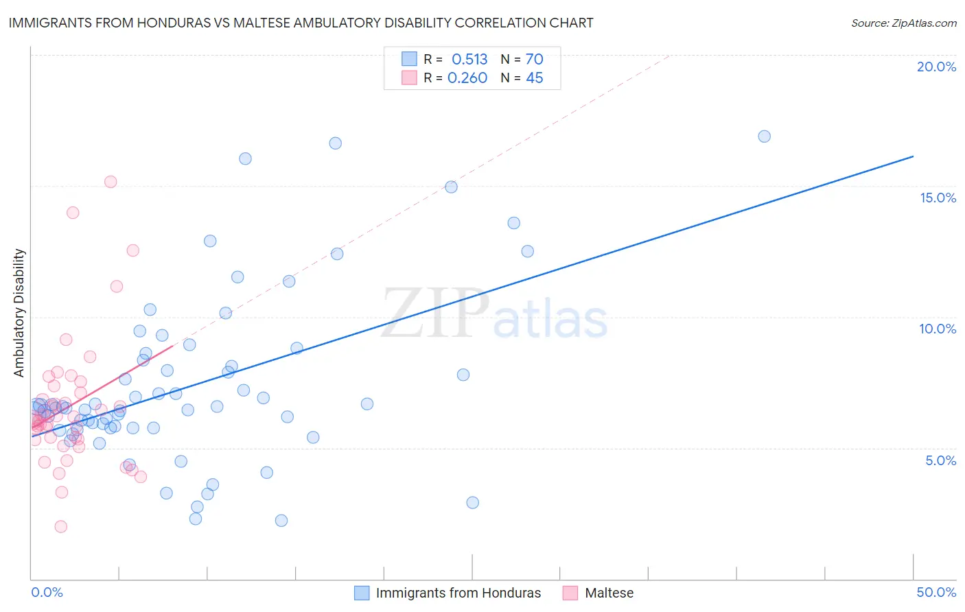 Immigrants from Honduras vs Maltese Ambulatory Disability