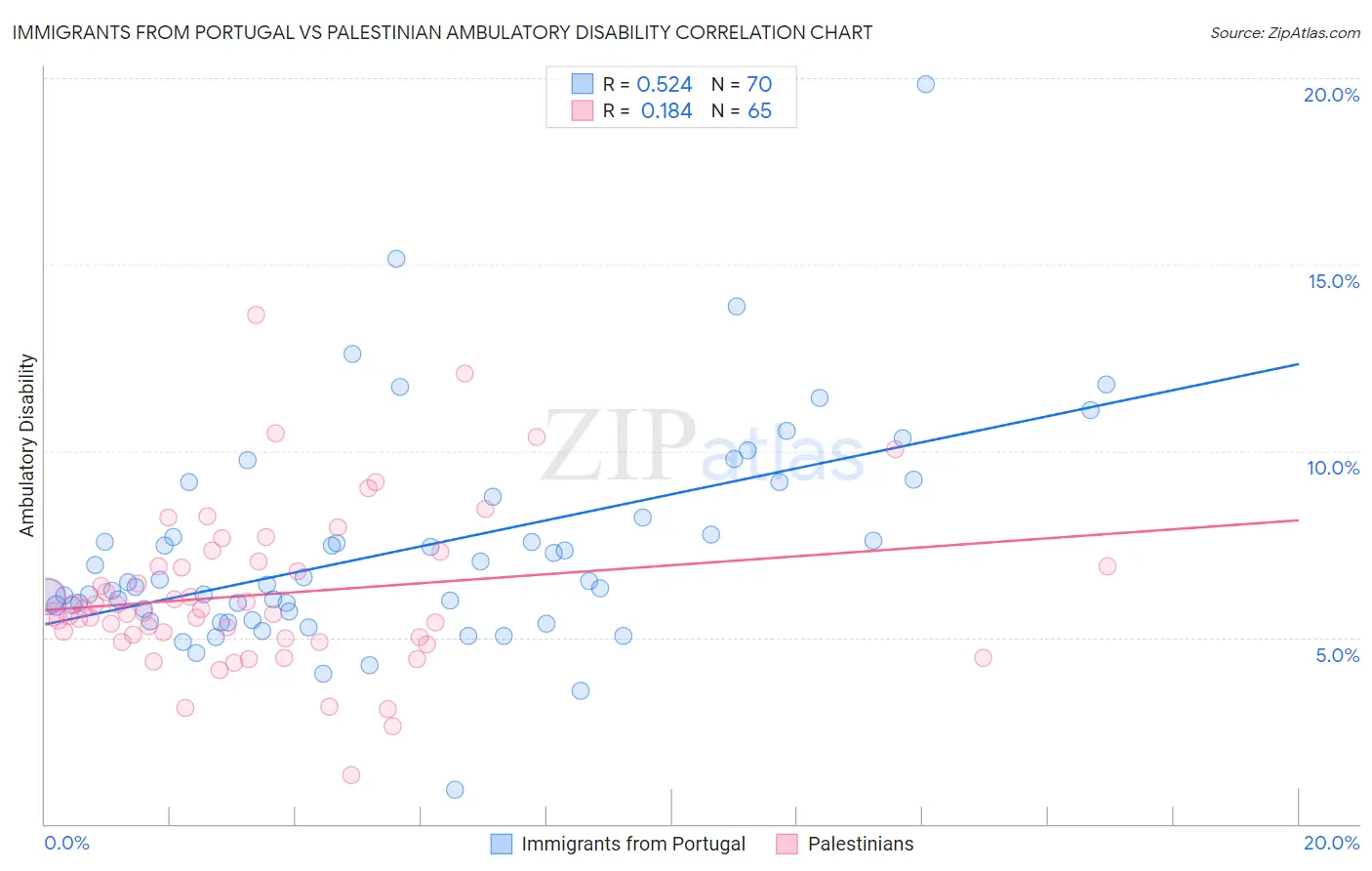 Immigrants from Portugal vs Palestinian Ambulatory Disability