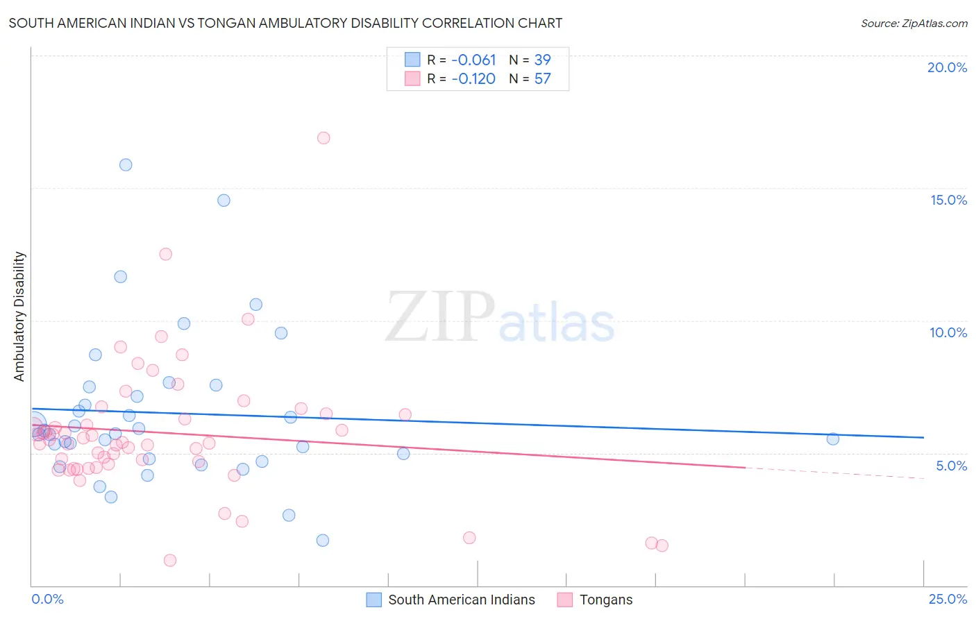 South American Indian vs Tongan Ambulatory Disability