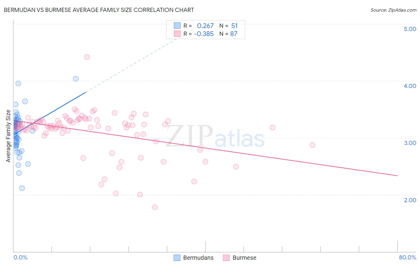 Bermudan vs Burmese Average Family Size