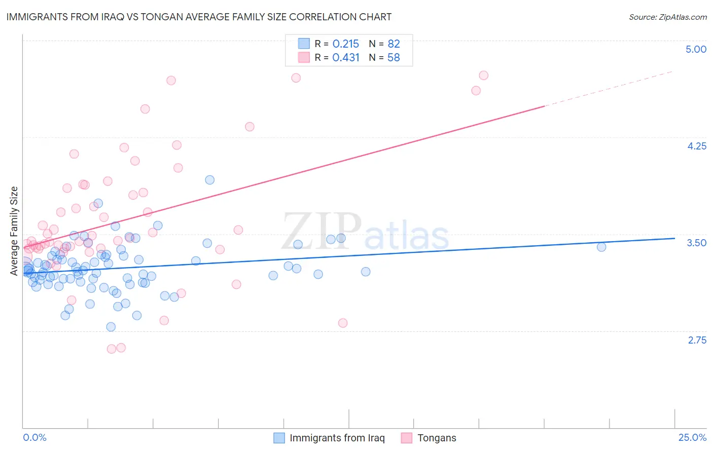 Immigrants from Iraq vs Tongan Average Family Size