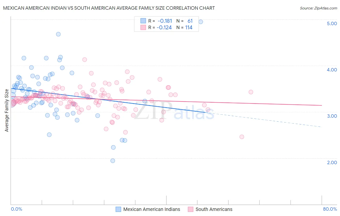 Mexican American Indian vs South American Average Family Size