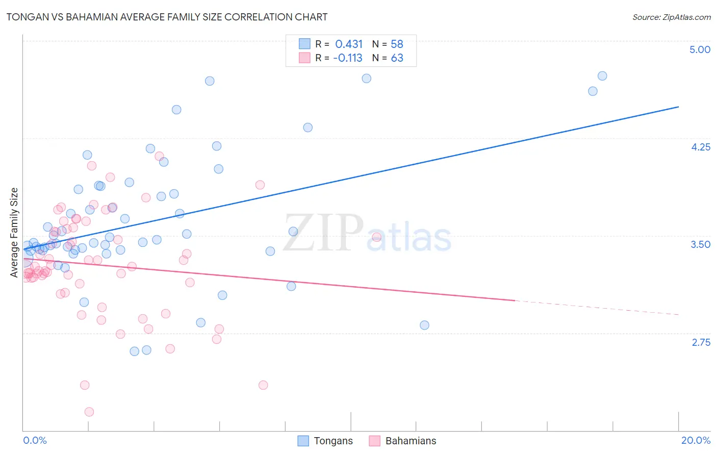 Tongan vs Bahamian Average Family Size