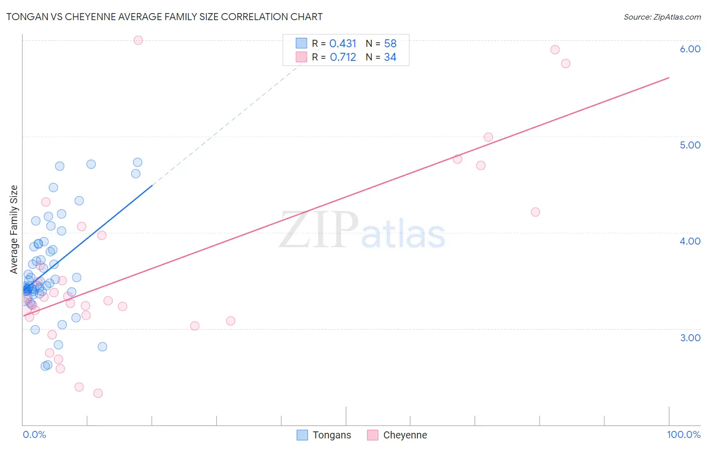 Tongan vs Cheyenne Average Family Size