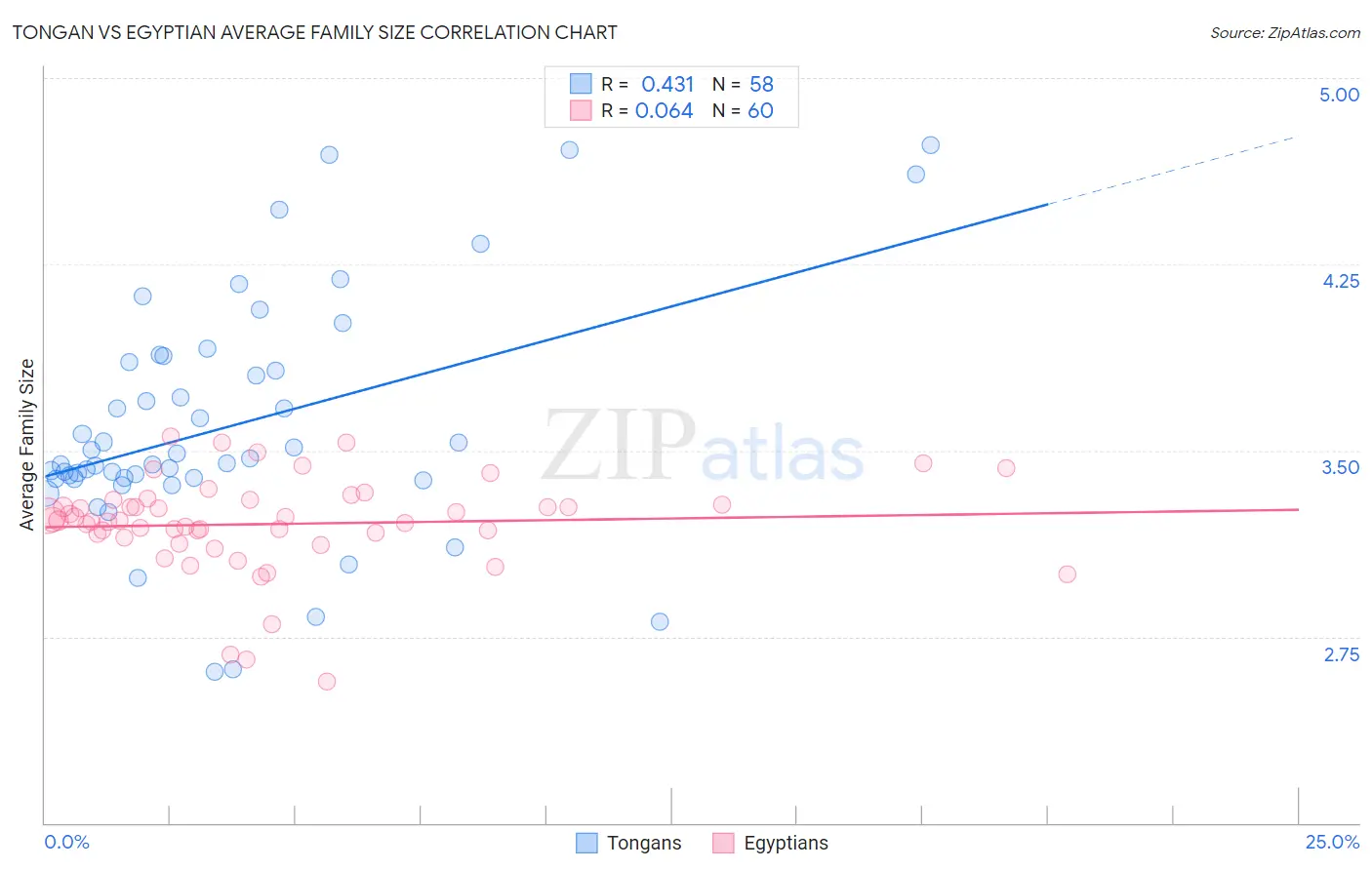 Tongan vs Egyptian Average Family Size