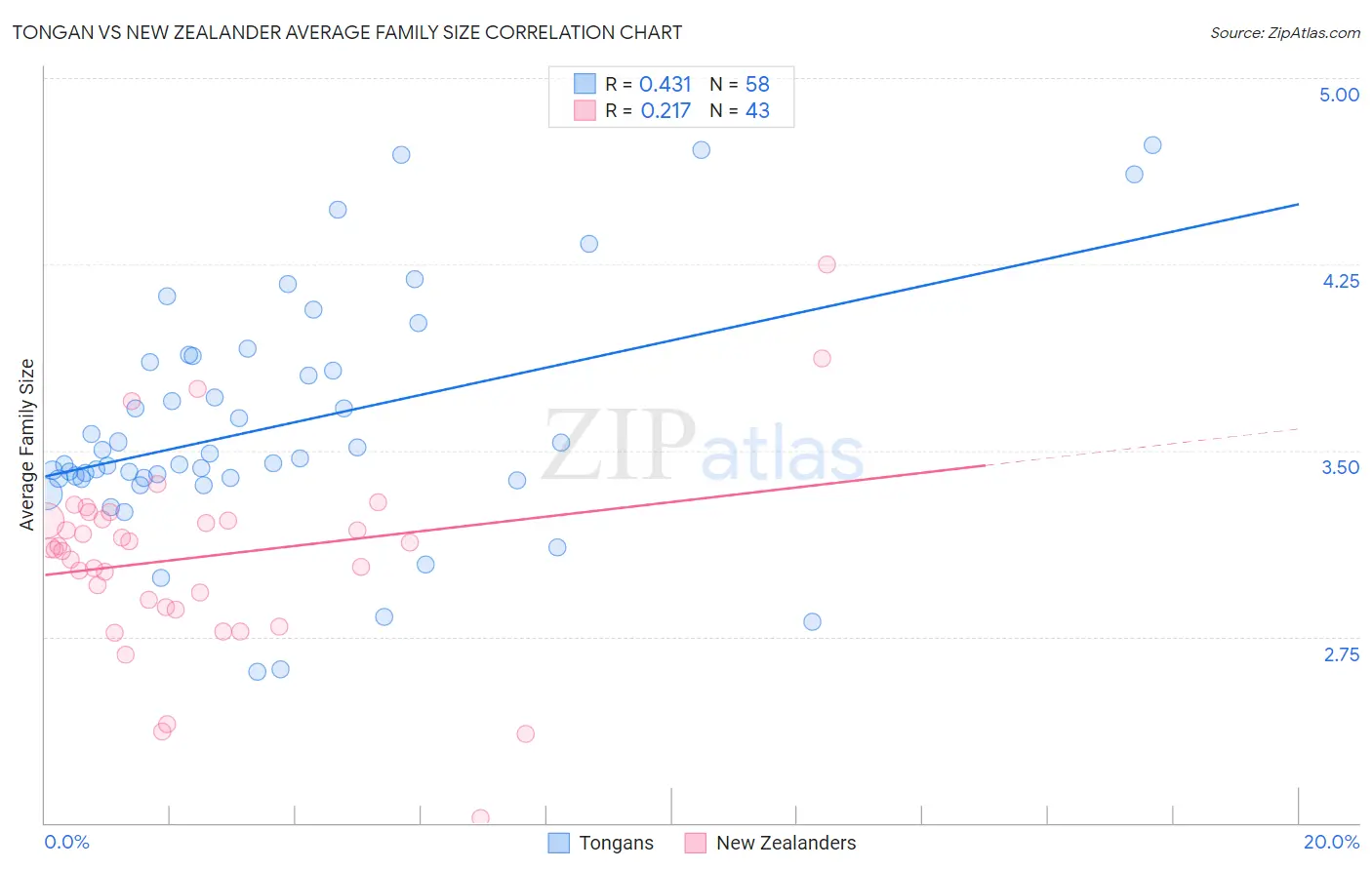 Tongan vs New Zealander Average Family Size