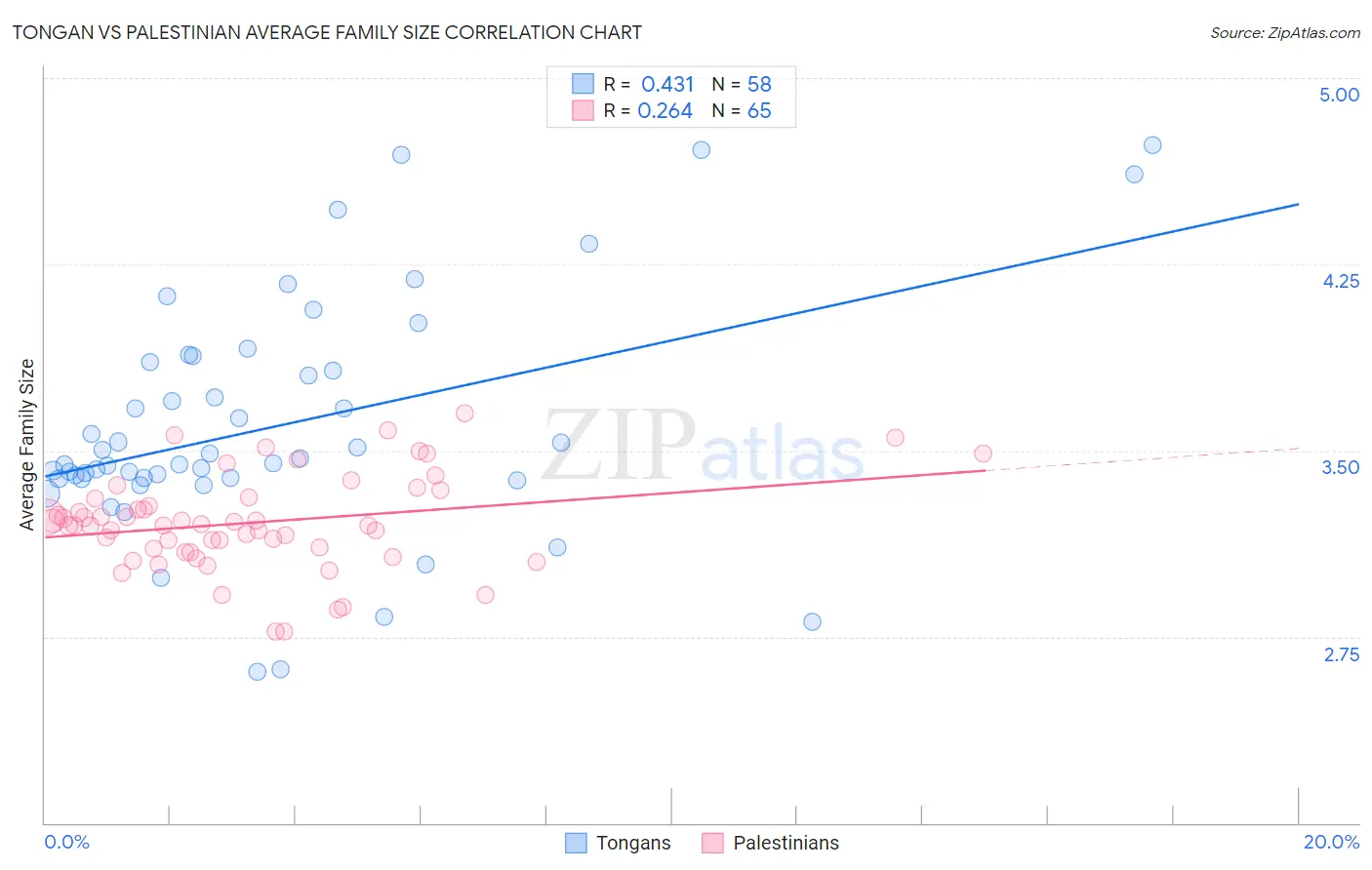 Tongan vs Palestinian Average Family Size