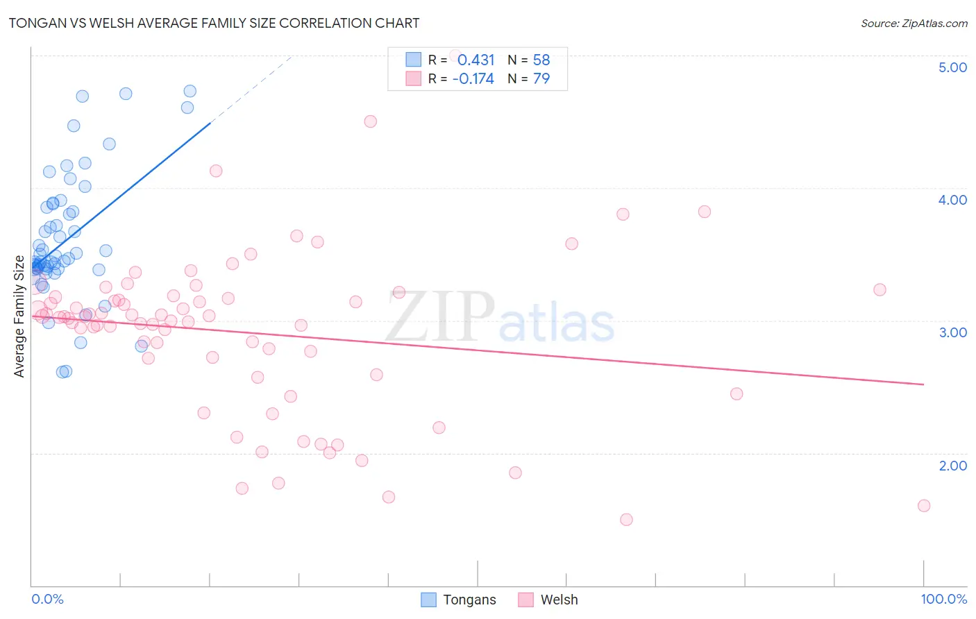 Tongan vs Welsh Average Family Size