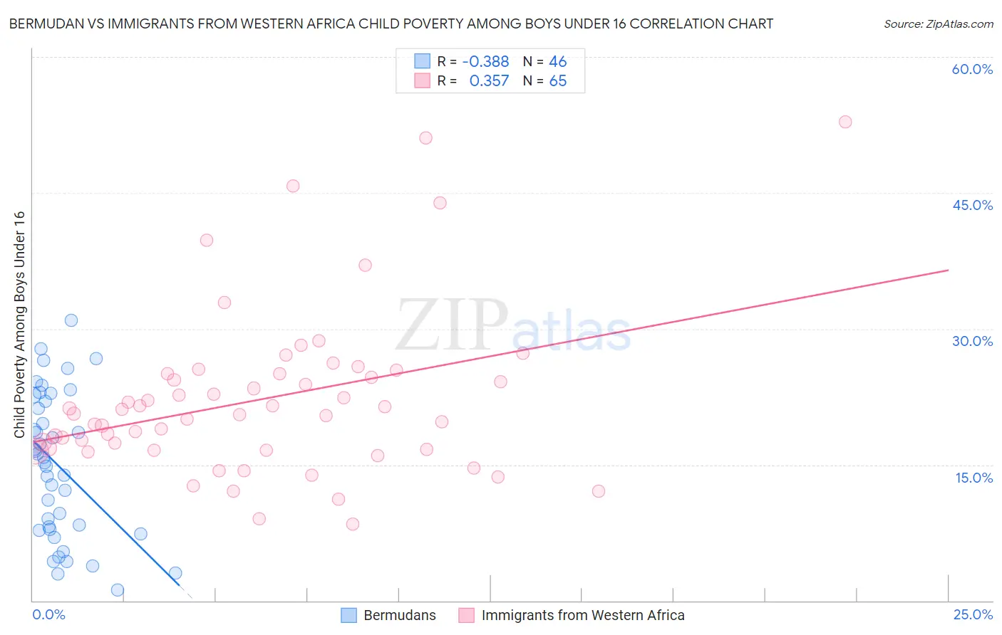 Bermudan vs Immigrants from Western Africa Child Poverty Among Boys Under 16