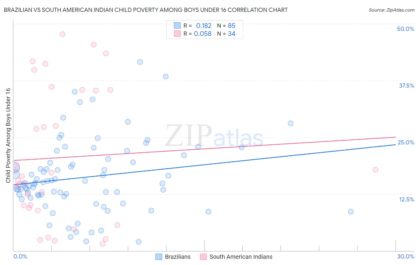 Brazilian vs South American Indian Child Poverty Among Boys Under 16