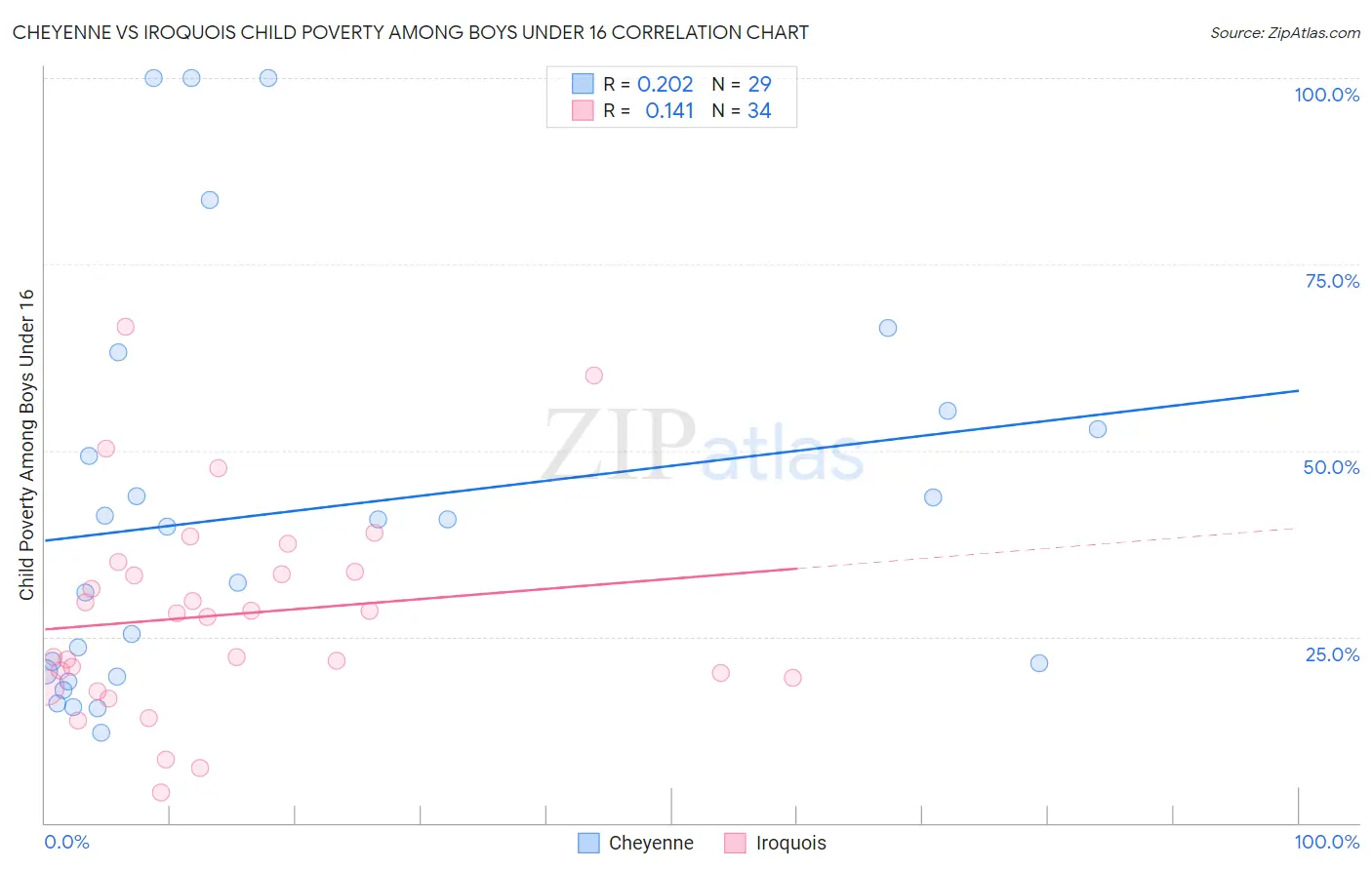 Cheyenne vs Iroquois Child Poverty Among Boys Under 16