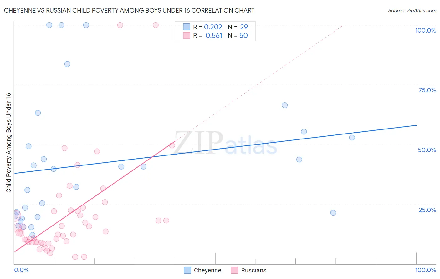 Cheyenne vs Russian Child Poverty Among Boys Under 16