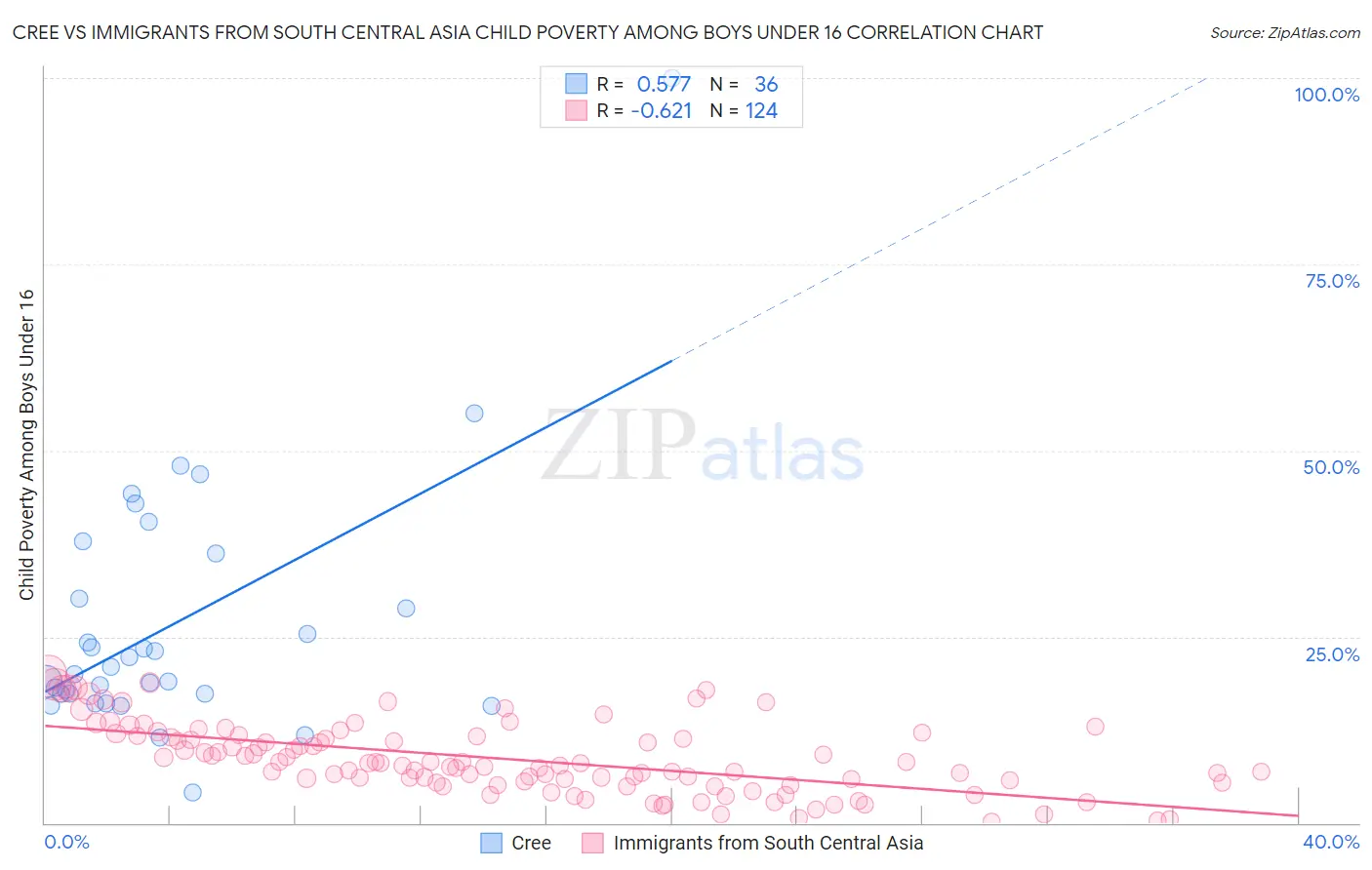 Cree vs Immigrants from South Central Asia Child Poverty Among Boys Under 16