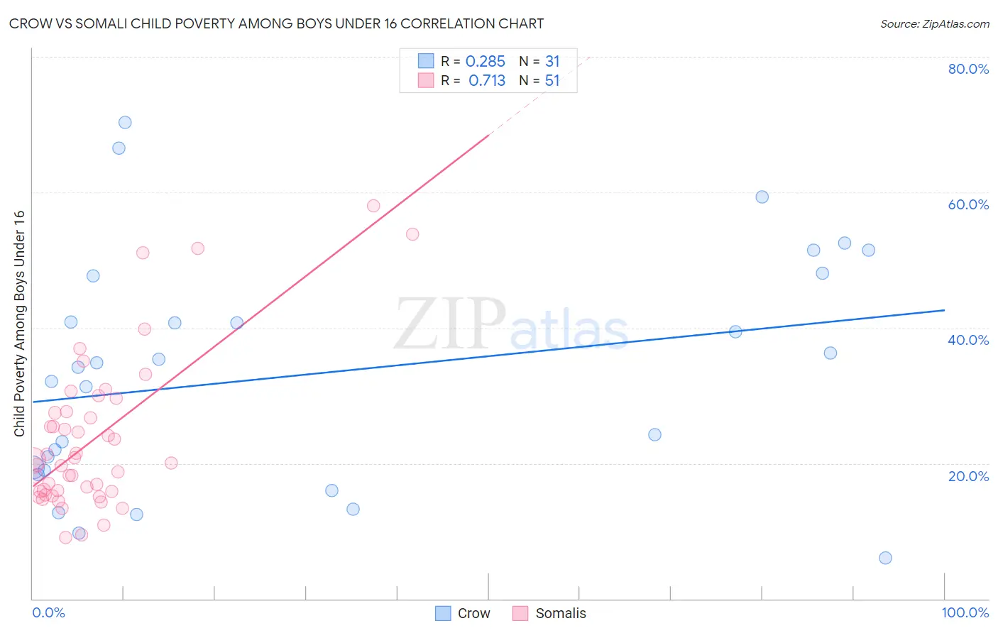 Crow vs Somali Child Poverty Among Boys Under 16