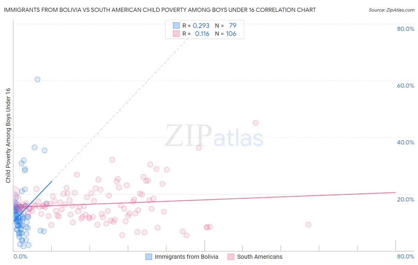 Immigrants from Bolivia vs South American Child Poverty Among Boys Under 16