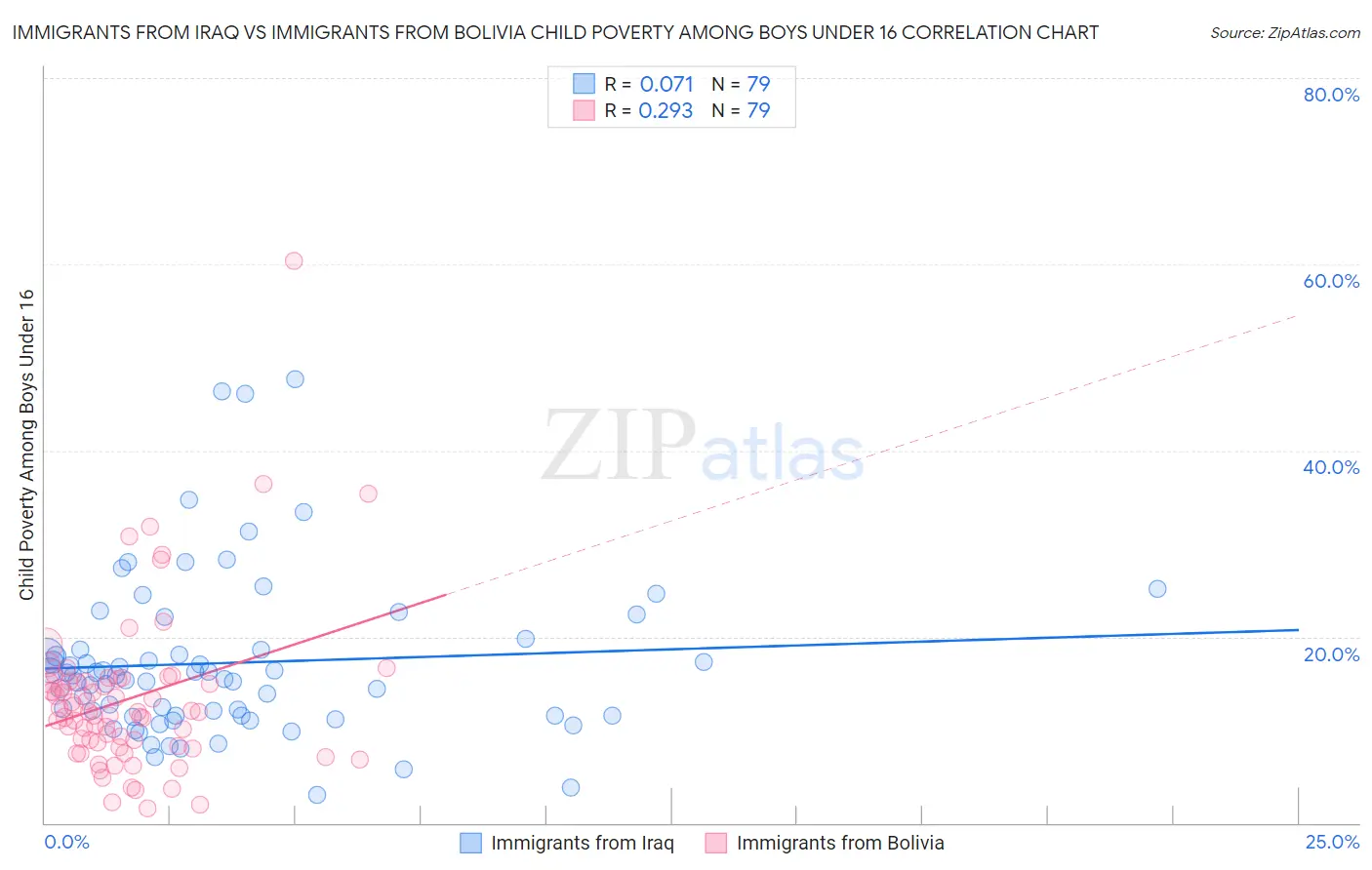 Immigrants from Iraq vs Immigrants from Bolivia Child Poverty Among Boys Under 16