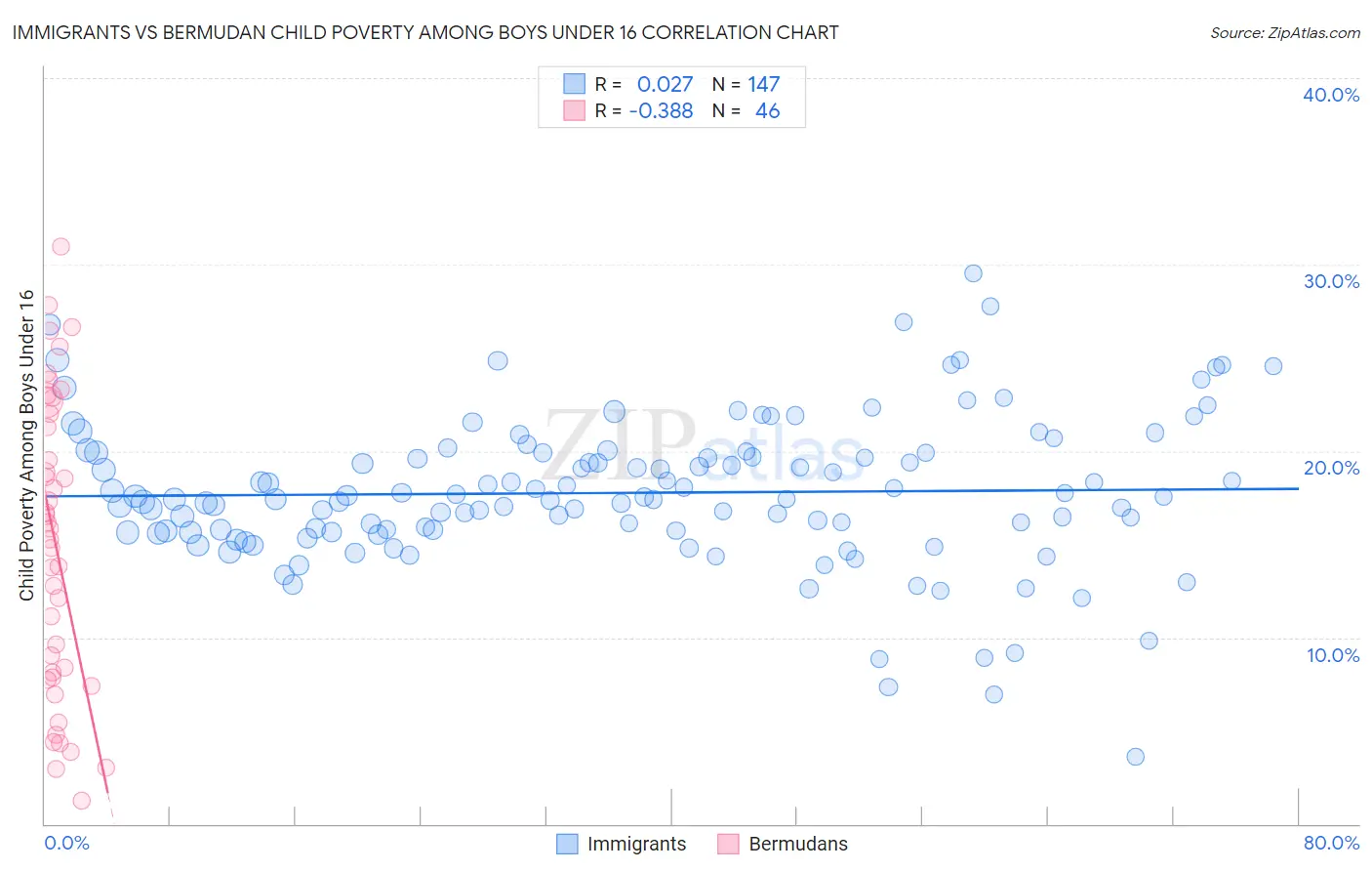 Immigrants vs Bermudan Child Poverty Among Boys Under 16