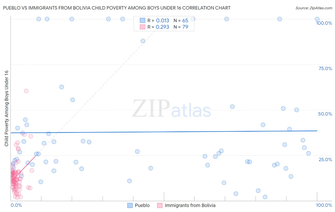 Pueblo vs Immigrants from Bolivia Child Poverty Among Boys Under 16