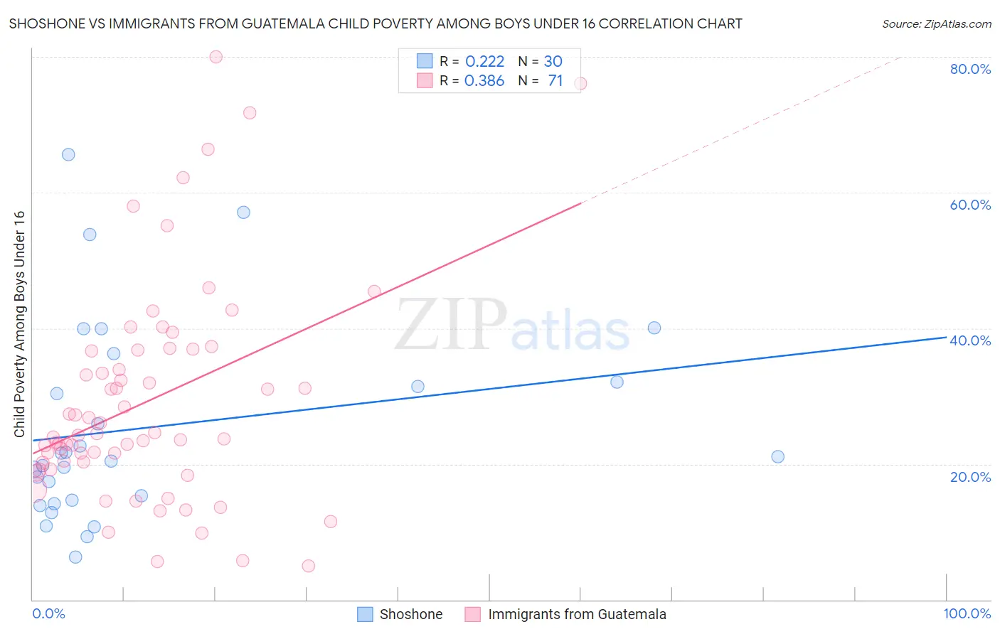 Shoshone vs Immigrants from Guatemala Child Poverty Among Boys Under 16