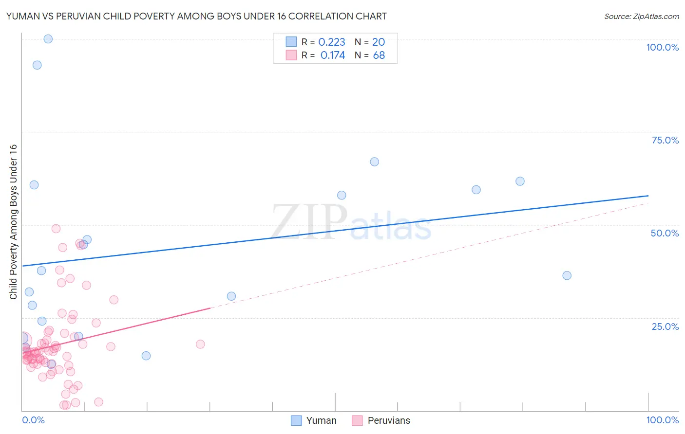Yuman vs Peruvian Child Poverty Among Boys Under 16