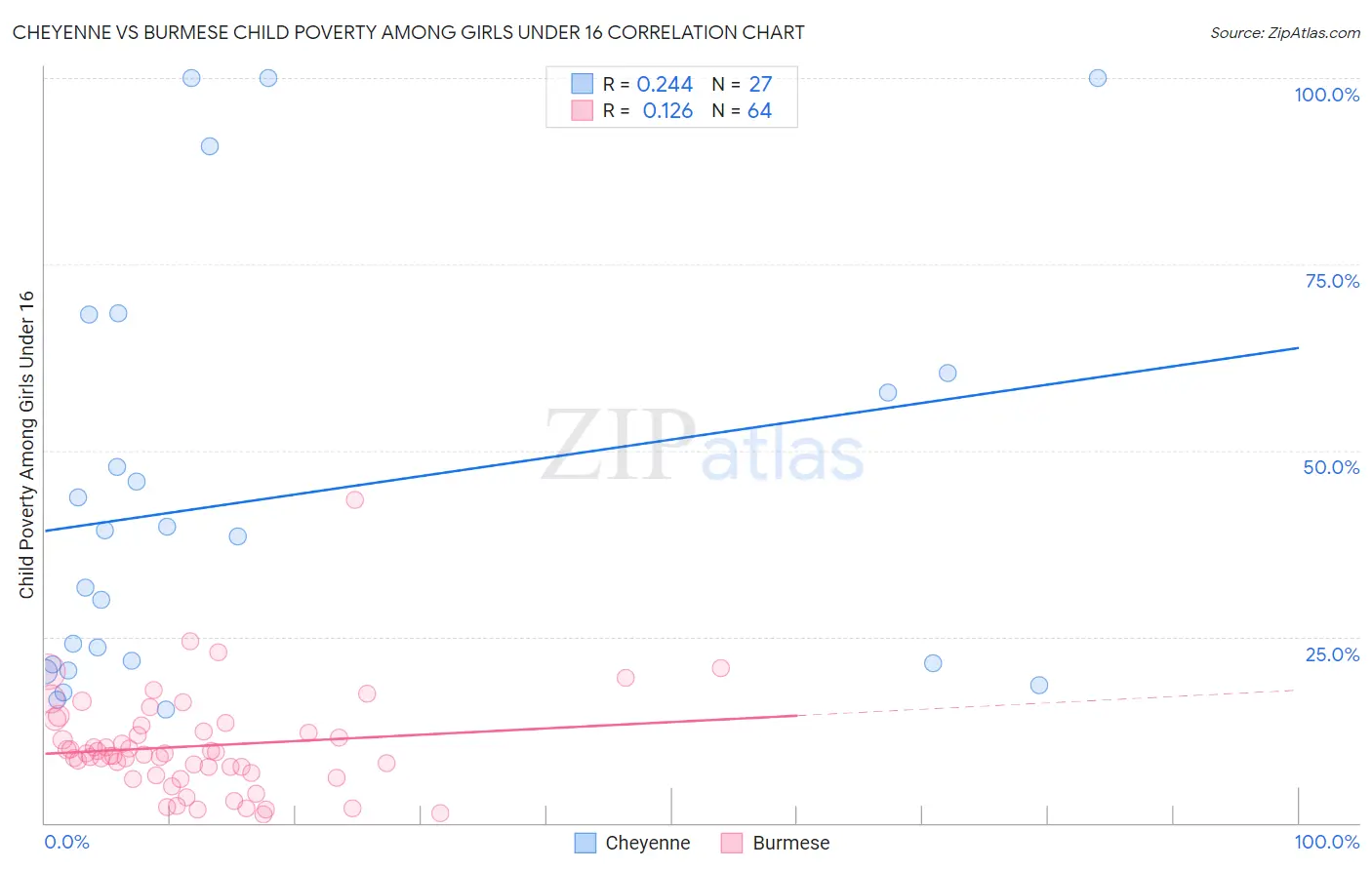 Cheyenne vs Burmese Child Poverty Among Girls Under 16