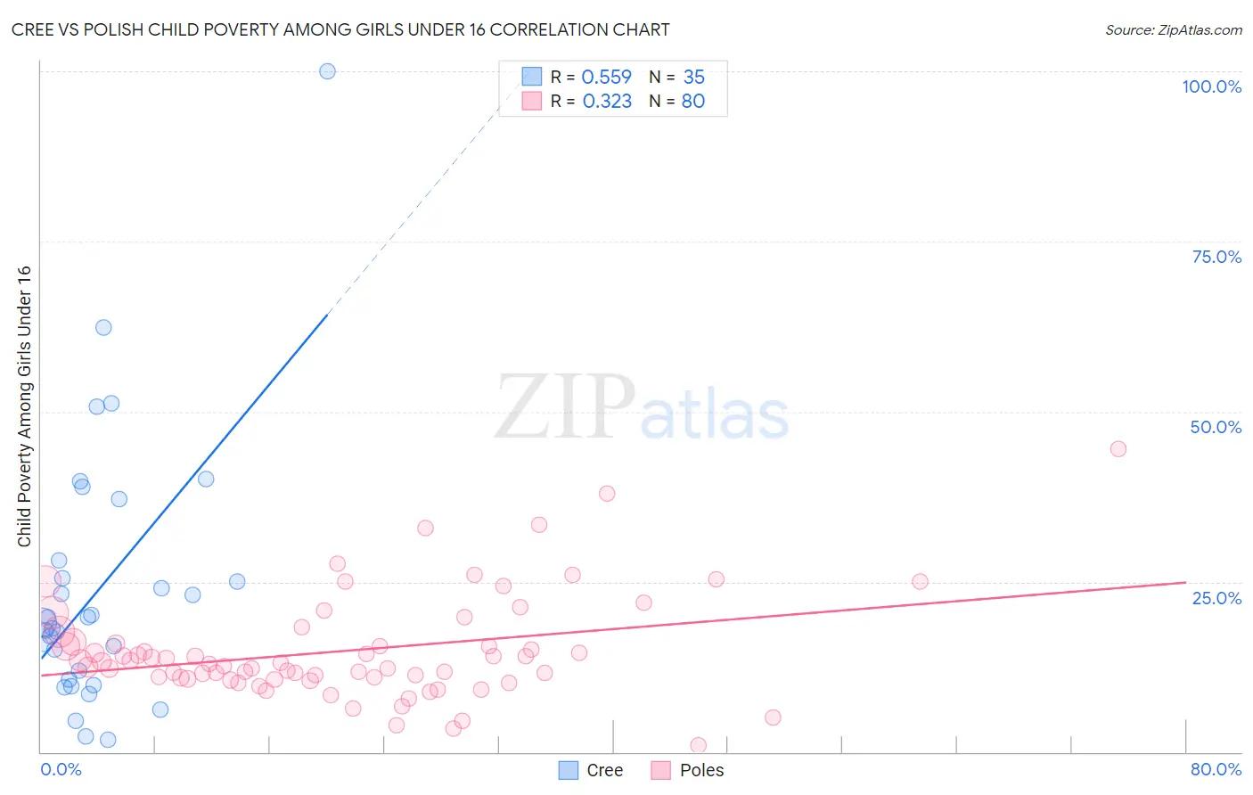 Cree vs Polish Child Poverty Among Girls Under 16