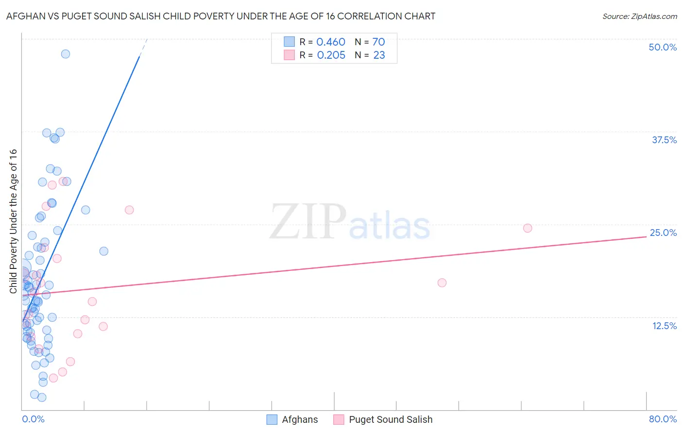 Afghan vs Puget Sound Salish Child Poverty Under the Age of 16