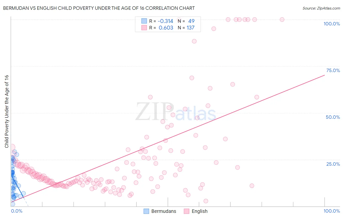 Bermudan vs English Child Poverty Under the Age of 16