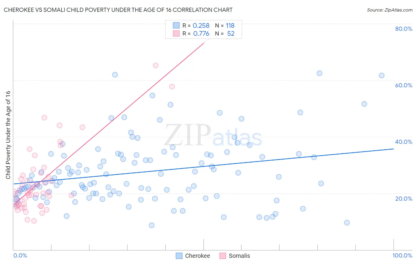 Cherokee vs Somali Child Poverty Under the Age of 16