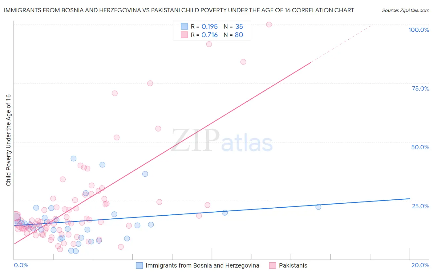 Immigrants from Bosnia and Herzegovina vs Pakistani Child Poverty Under the Age of 16