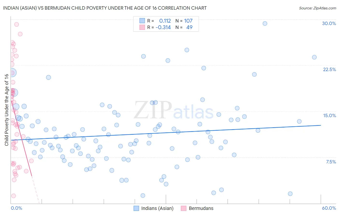 Indian (Asian) vs Bermudan Child Poverty Under the Age of 16