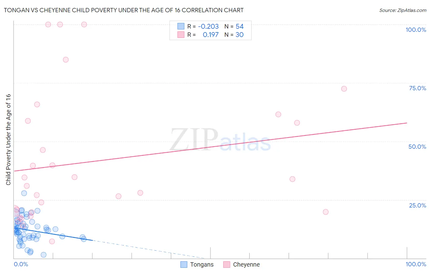 Tongan vs Cheyenne Child Poverty Under the Age of 16