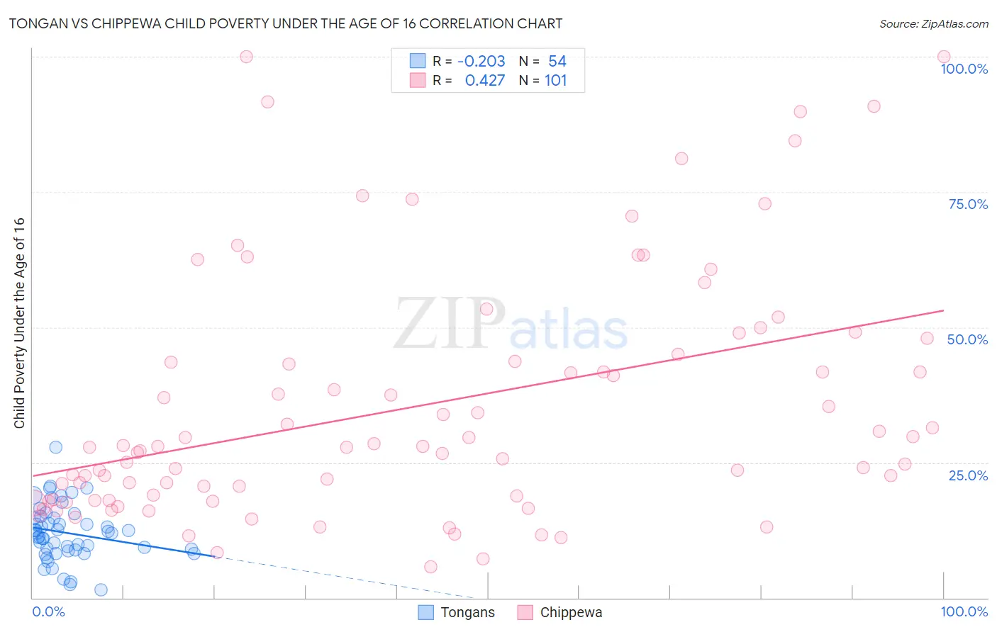 Tongan vs Chippewa Child Poverty Under the Age of 16