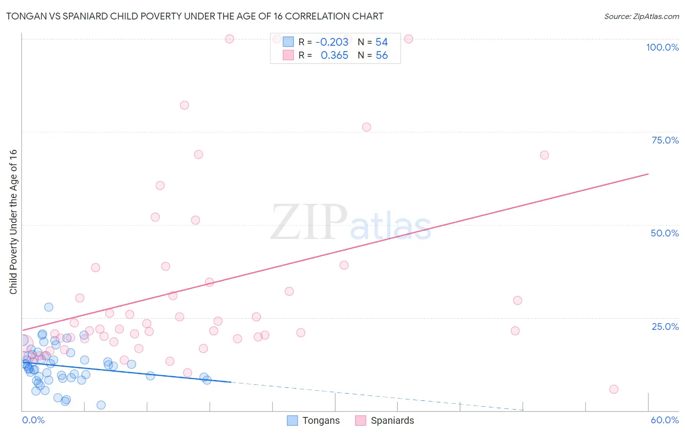 Tongan vs Spaniard Child Poverty Under the Age of 16