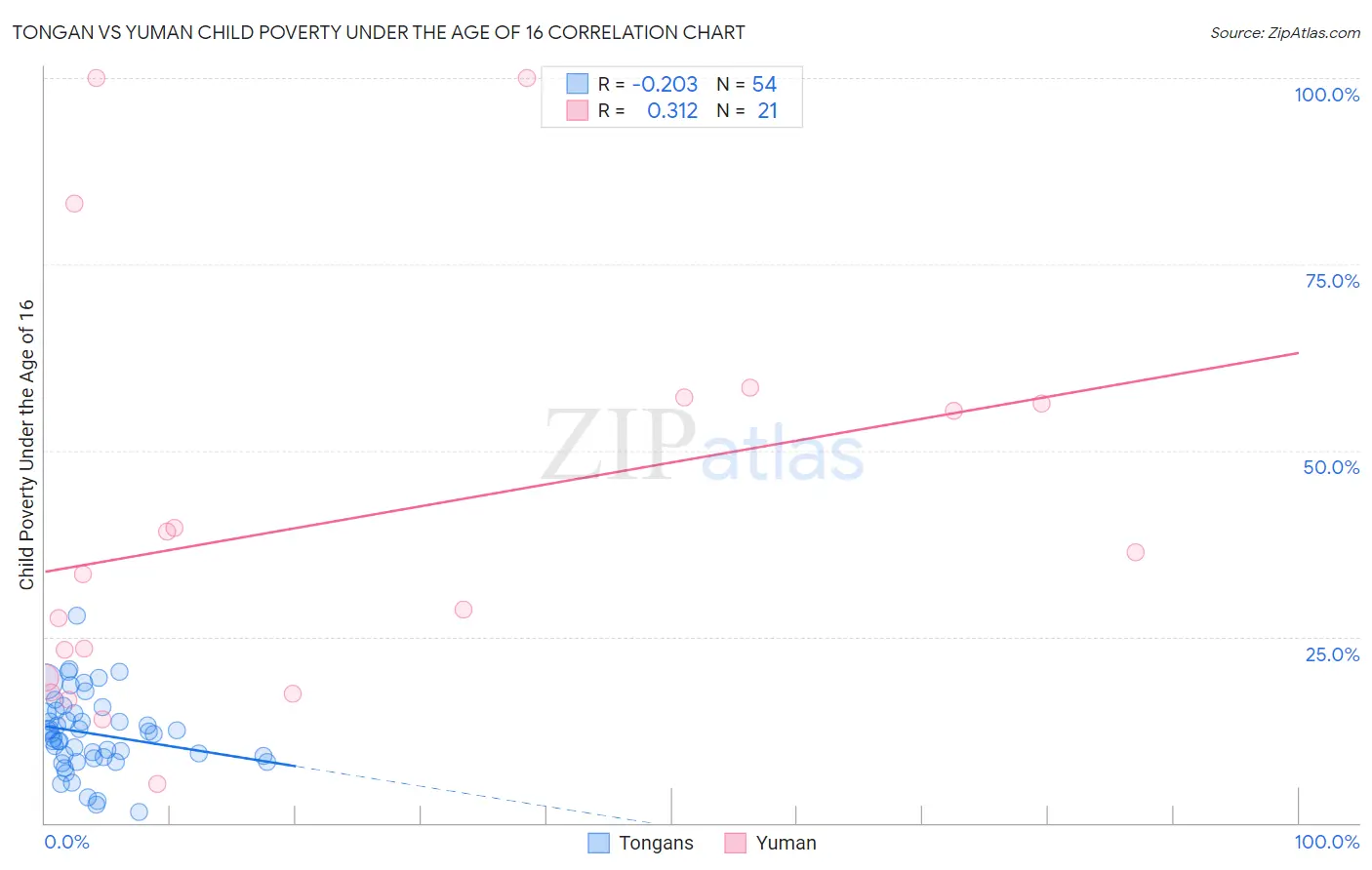 Tongan vs Yuman Child Poverty Under the Age of 16