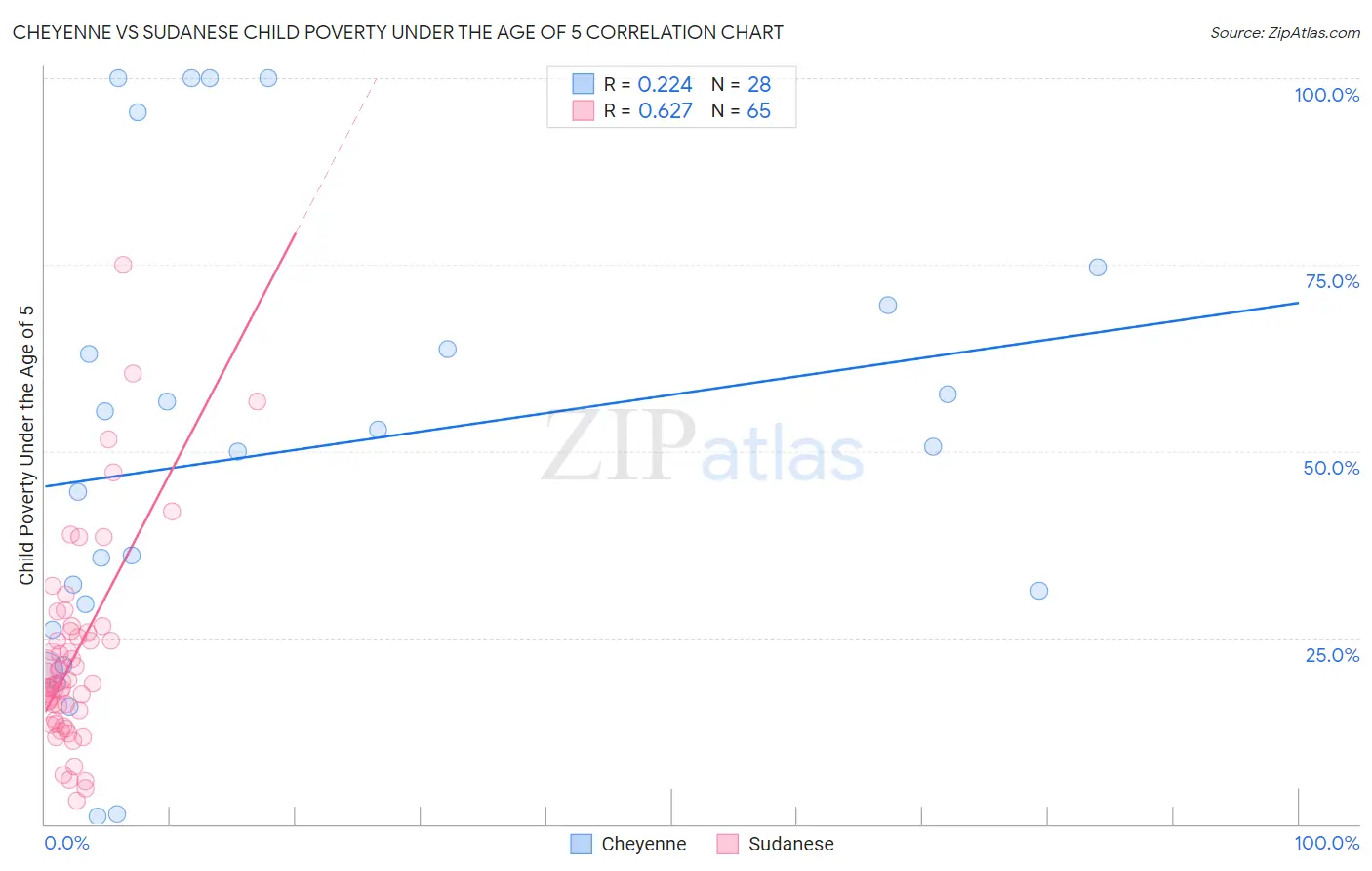 Cheyenne vs Sudanese Child Poverty Under the Age of 5