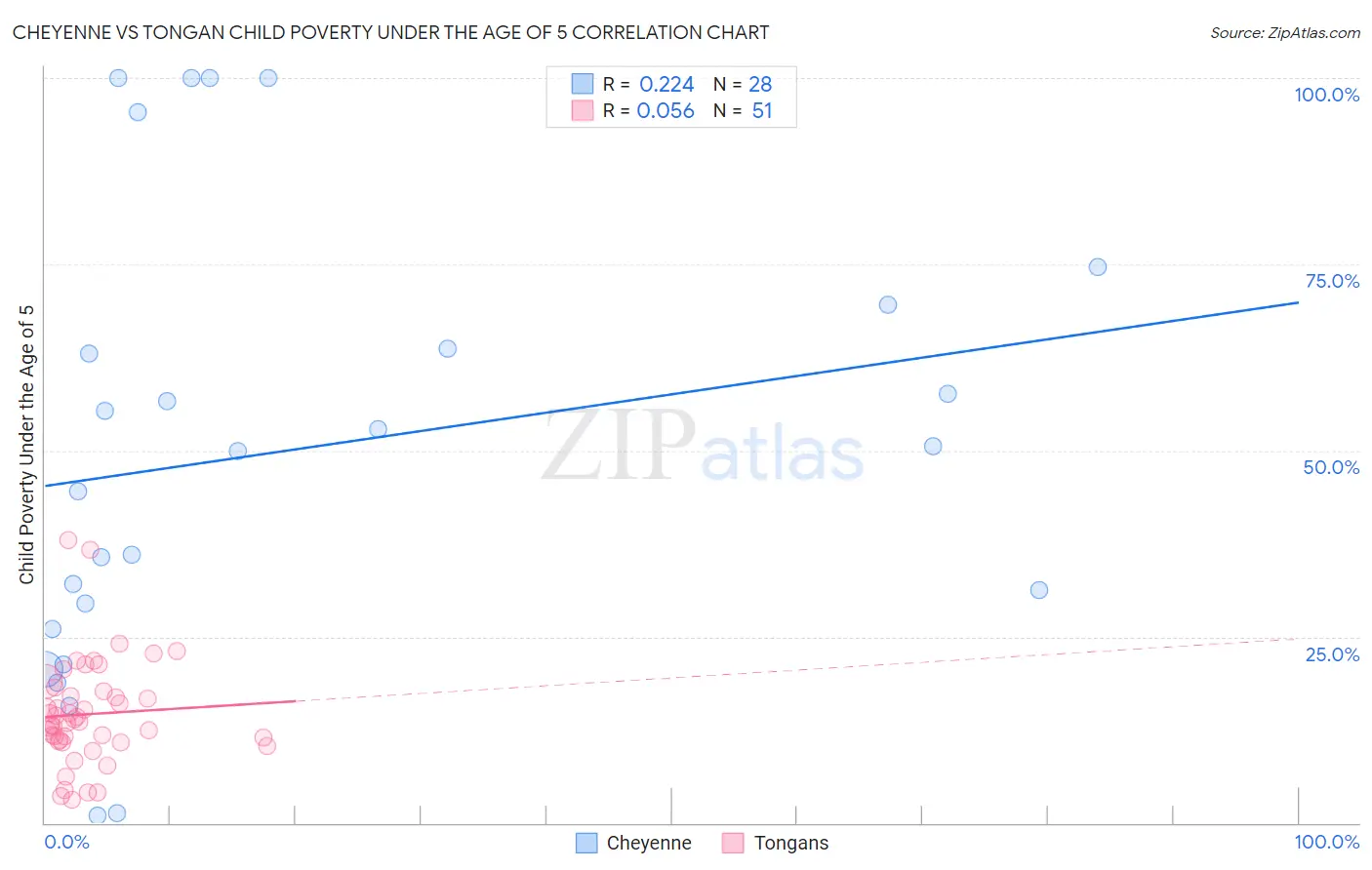 Cheyenne vs Tongan Child Poverty Under the Age of 5