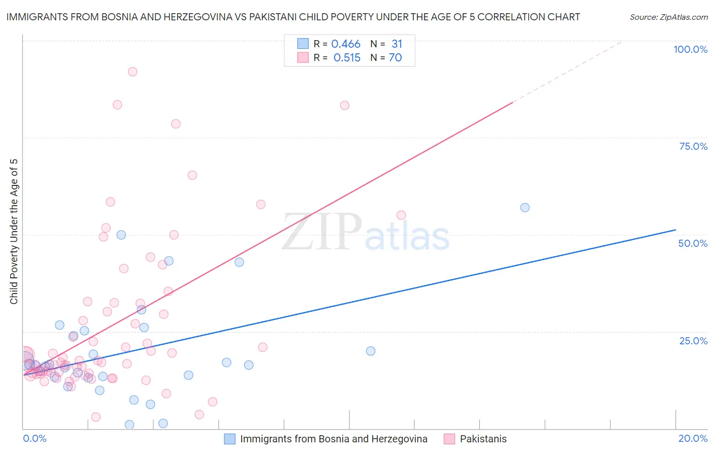 Immigrants from Bosnia and Herzegovina vs Pakistani Child Poverty Under the Age of 5