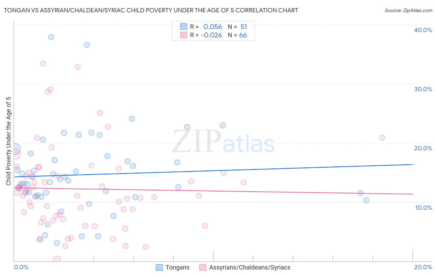 Tongan vs Assyrian/Chaldean/Syriac Child Poverty Under the Age of 5