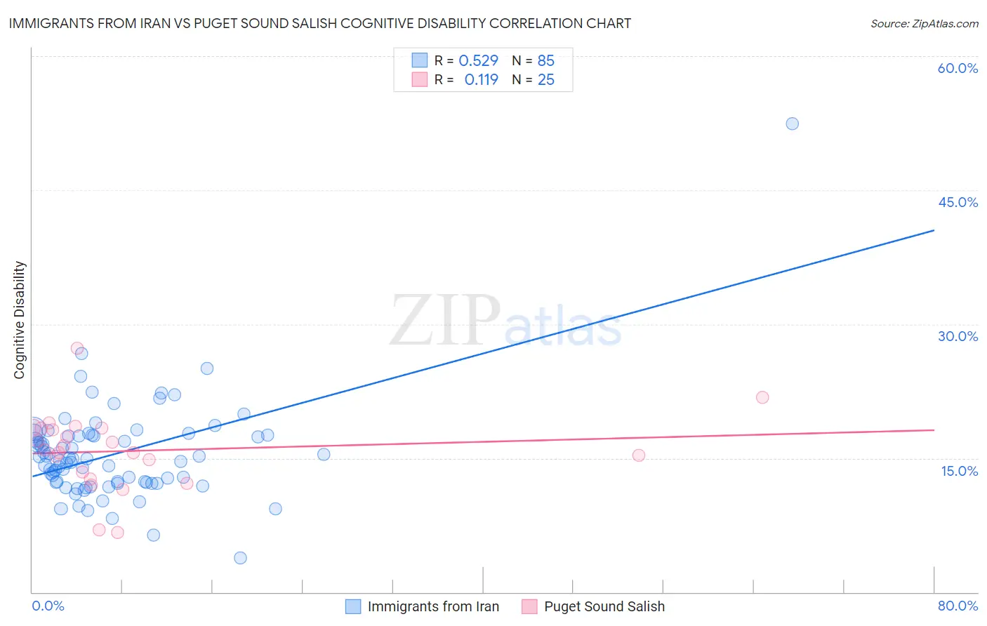 Immigrants from Iran vs Puget Sound Salish Cognitive Disability