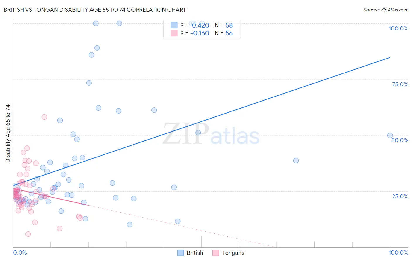 British vs Tongan Disability Age 65 to 74