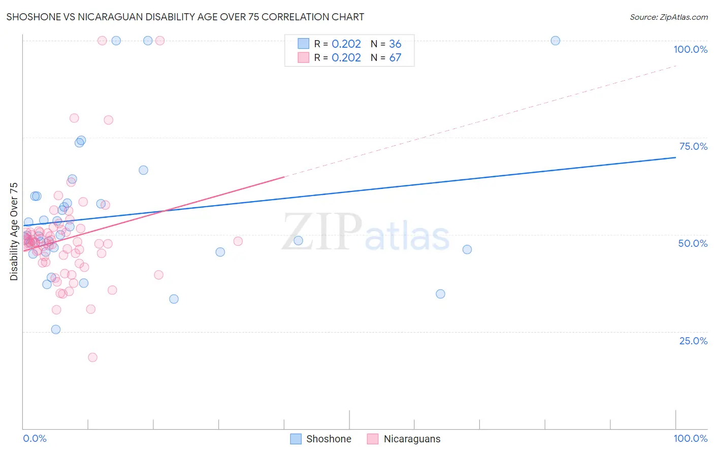 Shoshone vs Nicaraguan Disability Age Over 75