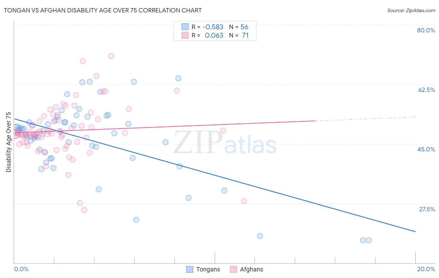 Tongan vs Afghan Disability Age Over 75