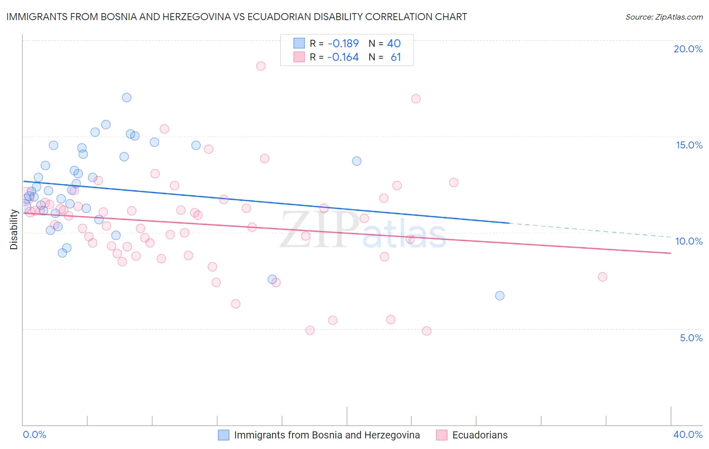 Immigrants from Bosnia and Herzegovina vs Ecuadorian Disability