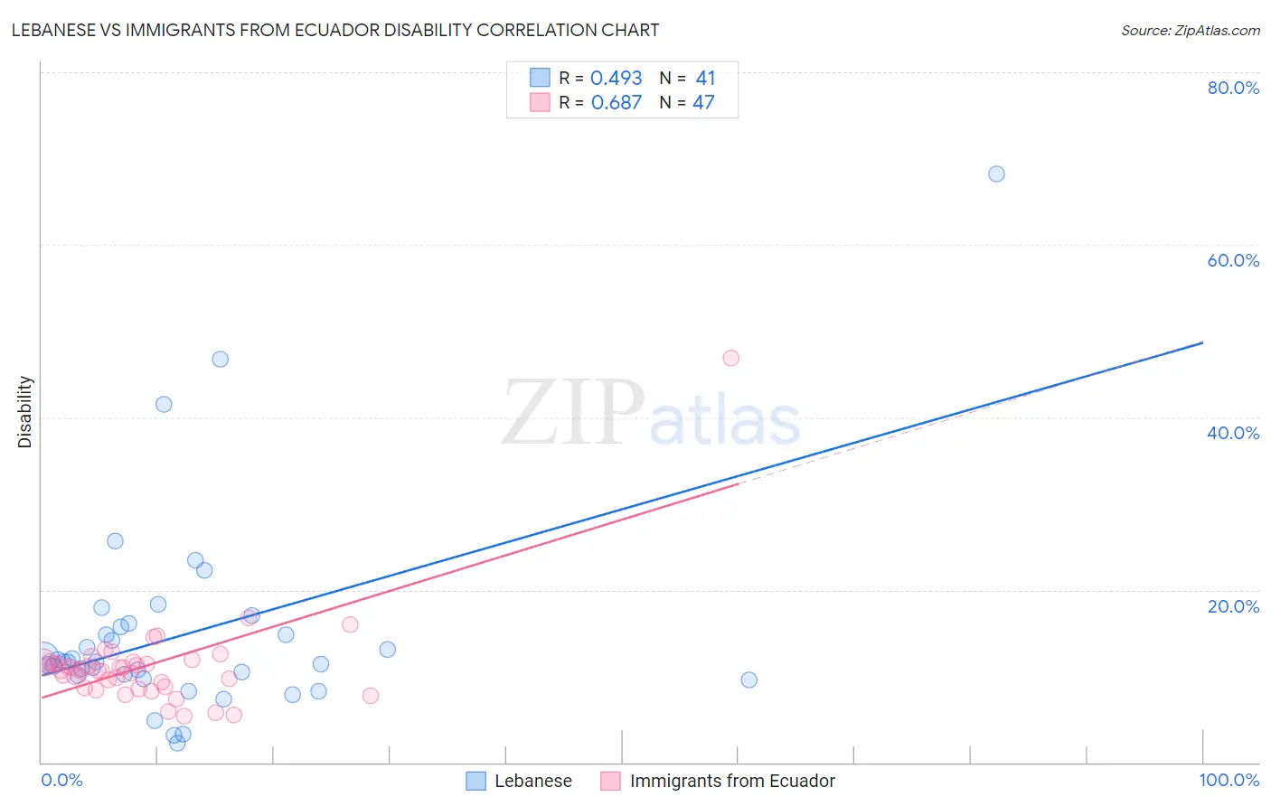 Lebanese vs Immigrants from Ecuador Disability
